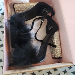 Black crystal heels